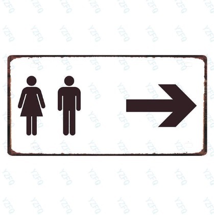 A431 メタル 看板 ブリキ 看板 ナンバープレート 風 レトロ 風 ウォール サイン おもしろ 金属 製 ピクト トイレ 男 女【0057】拍卖