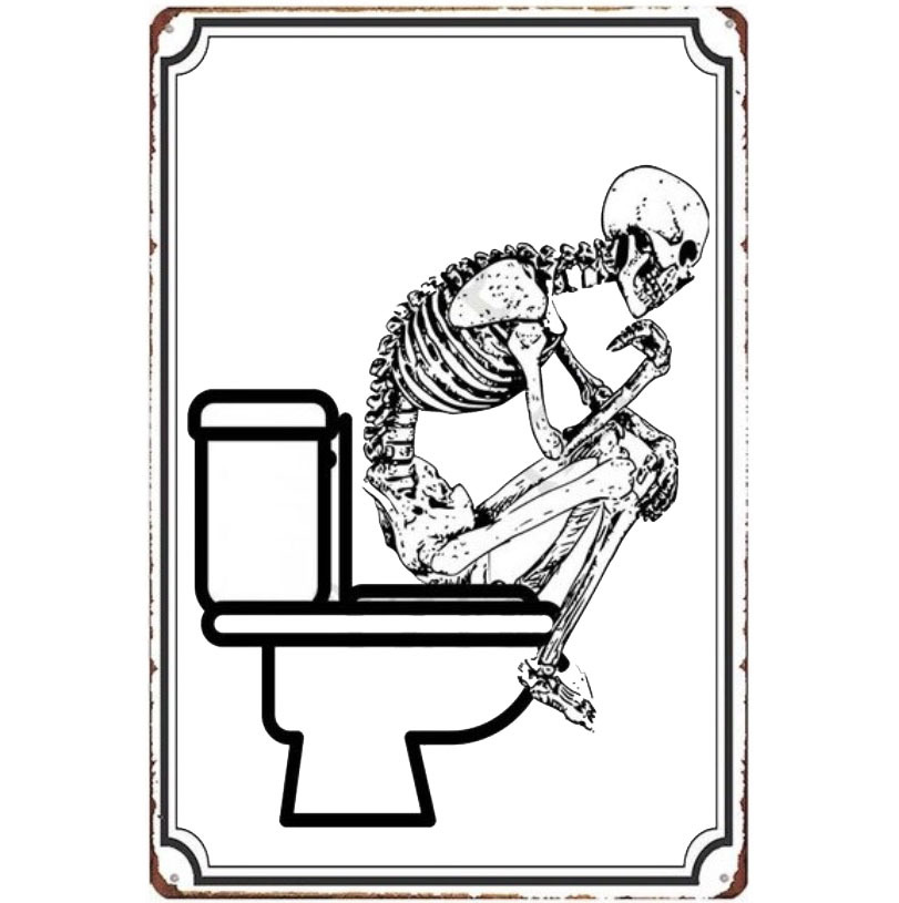 A2074 メタル サイン 金属 ブリキ 看板 プレート 店 トイレ 男 女 スカル 骸骨 おもしろ ジョーク グッズ ネタ 景品 7830拍卖