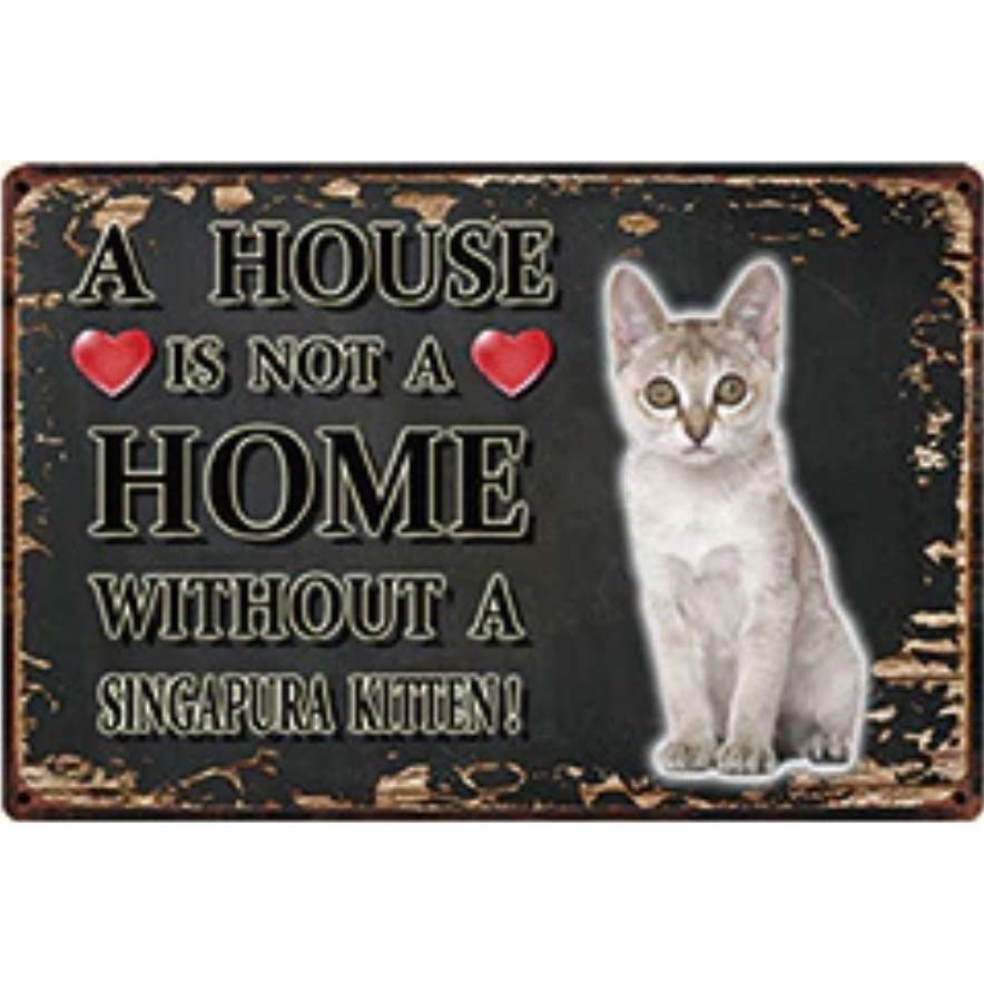 A3377 メタル サイン ブリキ 看板 金属 製 プレート アート パネル 店 注意 危険 動物 ペット 猫 HOME シンガプーラ【3227拍卖