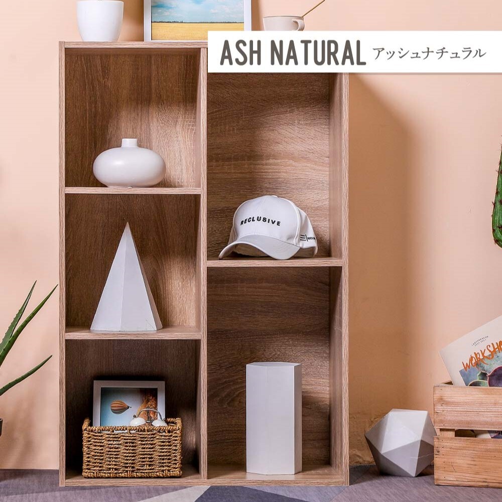 カラーボックス2列5段 本棚 A4 (アッシュナチュラル)5段 ash木 1拍卖