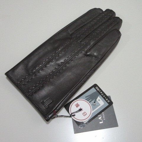 メンズ革手袋【LANVIN】ランバン羊革手袋/ピンタックステッチ スマホ対応 日本製 24/こげ茶拍卖