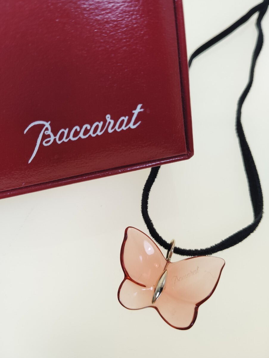⑬☆Baccarat バカラ K18 金 蝶モチーフ バタフライ クリスタルガラス RED 赤 チョーカー ネックレス ペンダント アクセサリー 箱拍卖