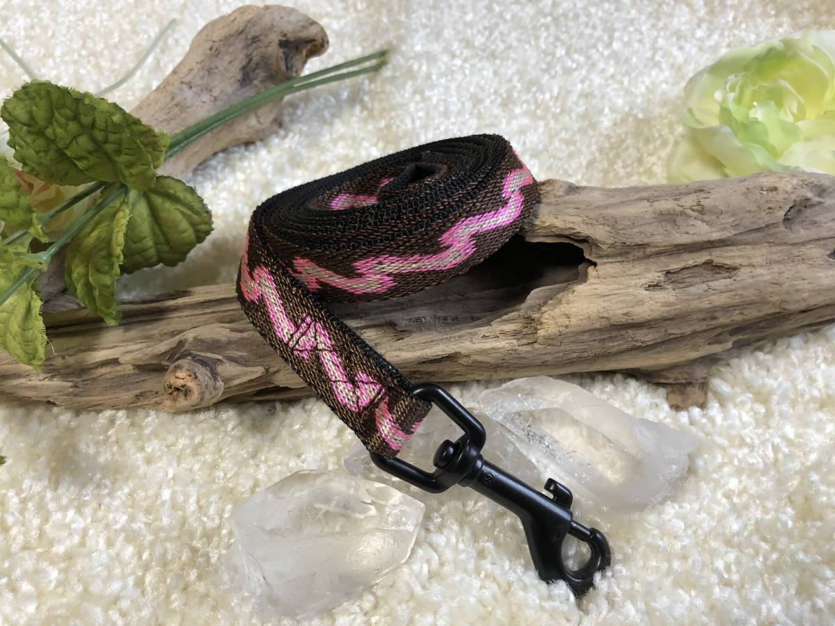 ★同梱お得★小型犬リード-№38・柄入りナイロンリード・ピンク♪拍卖