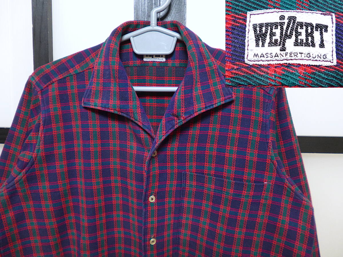 60s ユーロ古着 オーダーメイド イタリアンカラー ヘビーネルシャツ / 60年代 オールド ビンテージ ドイツ古着 チェコ古着拍卖