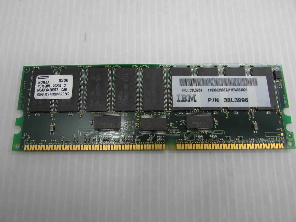 【YRAM071】★SAMSUNG(IBM) M383L6420DTS-CA0 PC-1600R 512MB CL2 1枚 未チェック現状渡し★JUNK拍卖