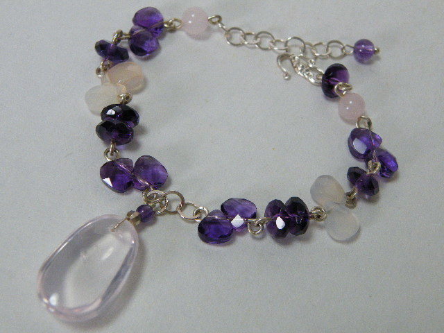 B.21 天然水晶 ビーズ カラーストーン ブレスレット 未使用 在庫処分拍卖