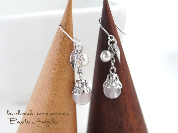 ◇◆+angelo+天然石ピンクカルセドニーとパールのプチピアス(p-024)S プチ001 拍卖