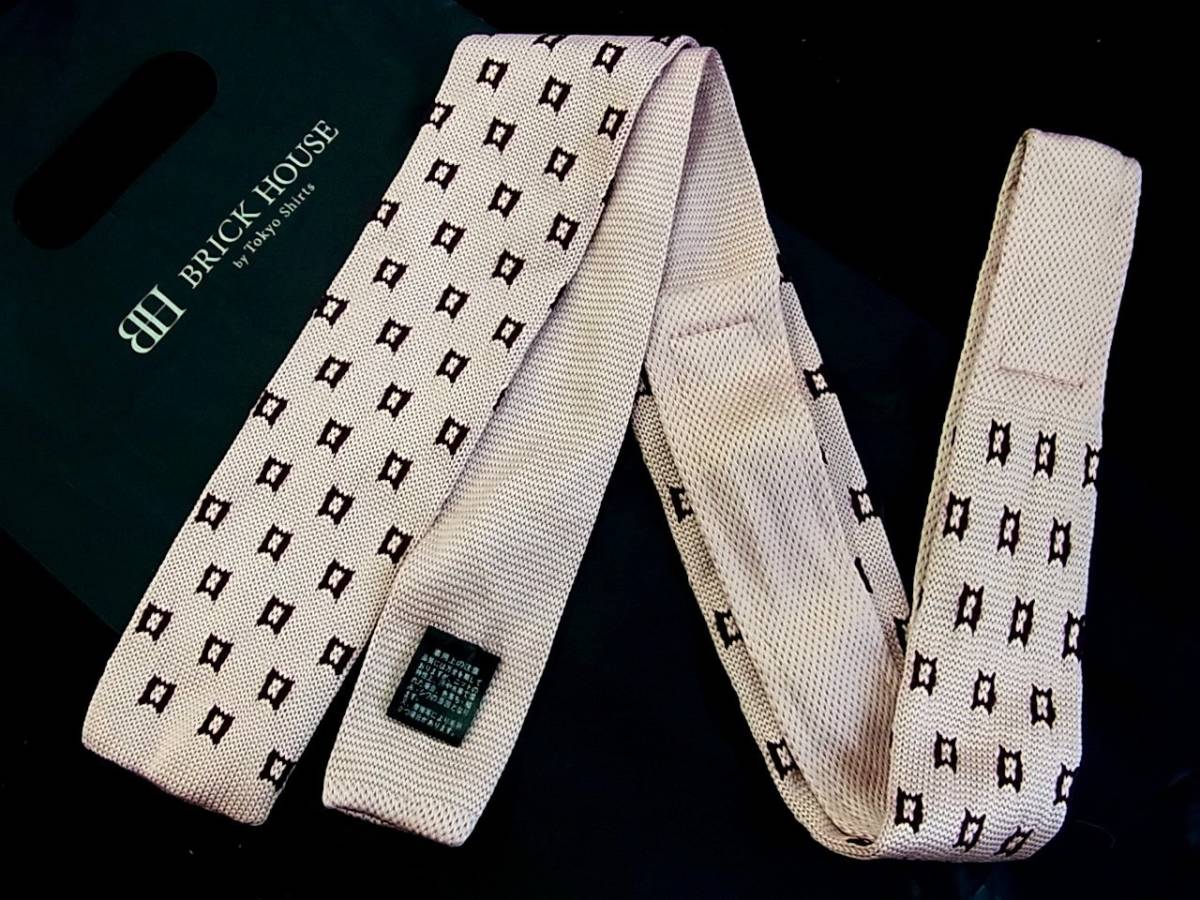 0^o^0ocl♪NIT0393美品ブリックハウス「BRICK HOUSE」【本格ニットタイ】ネクタイ拍卖