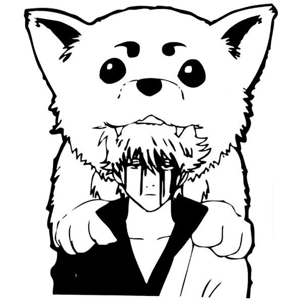 シール ウォールステッカー カーステッカー 犬 銀魂 30cm 木刀 黒 ブラック 坂田銀時 防水拍卖