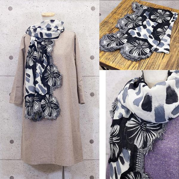 ウール ダイカットフラワー ストール ウール100% レディース ファッション 洋服 小物 おしゃれ拍卖