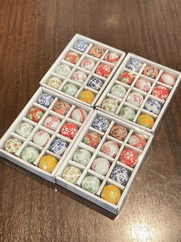 浮き球 浮き玉 彩色 陶器製 小 12個セット×4点 水盤 蓮 水鉢 飾り 置物 玉 メダカ鉢 金魚鉢 カラフル 色つき インテリア 雑貨拍卖