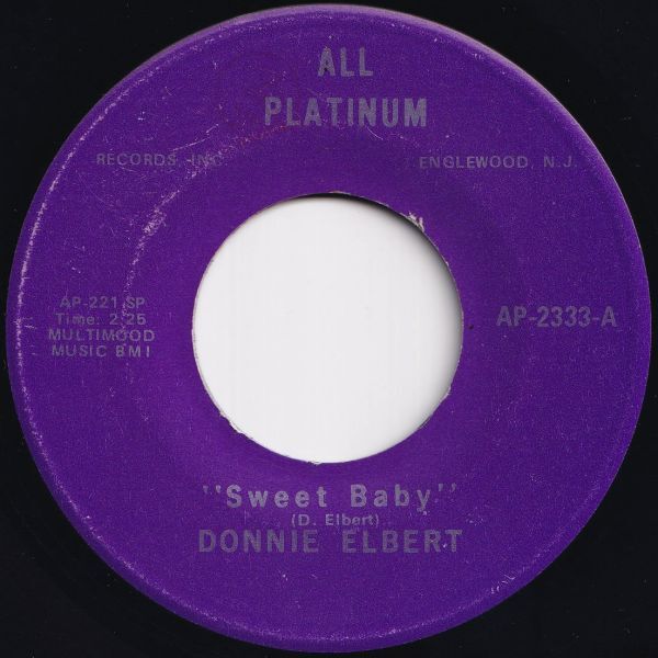 Donnie Elbert Sweet Baby / Can't Get Over Losing You All Platinum US AP 2333 208010 SOUL ソウル レコード 7インチ 45拍卖