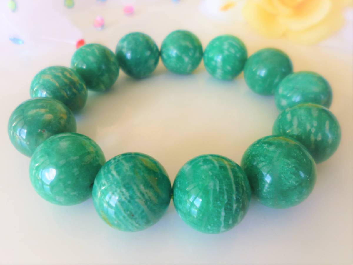 ☆希少☆大珠☆明るい未来への希望☆ホープストーン☆高品質AAA☆ロシアンアマゾナイト(ロシア産)☆ ☆16mm☆ ☆16cm☆拍卖