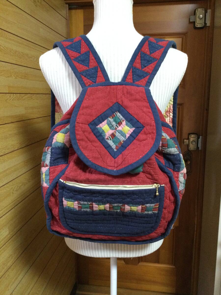 美品 ハンドメイド リュックサック パッチワーク リメイク バックパック拍卖