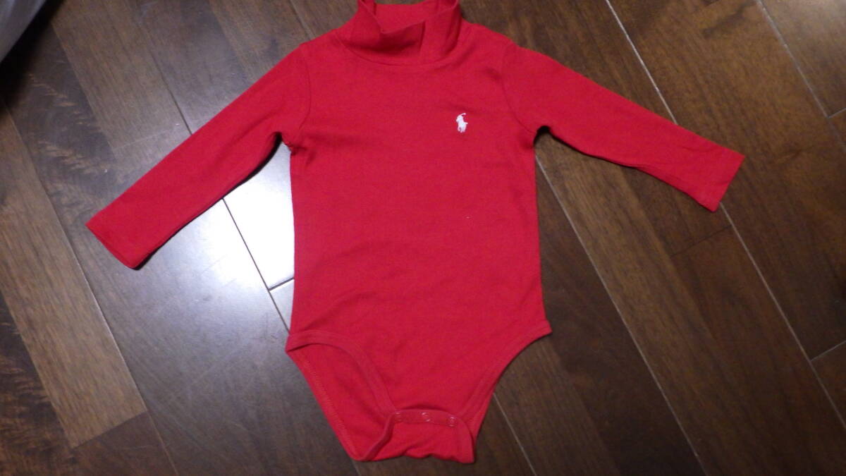 ポロラルフローレン オールインワン ベビー 12M アカ コットン 拍卖