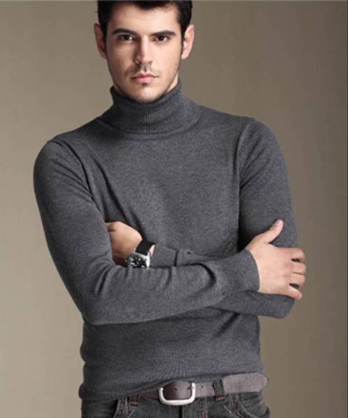 紳士用冬暖か着心地の良いカシミヤ・タートルネックセ‐タ-XXL グレ-拍卖