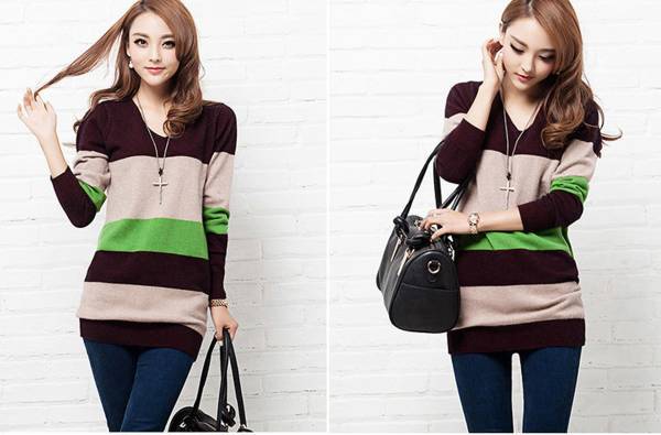 新品/冬に暖かい着心地の良いカシミヤ混・チュニック L 緑拍卖