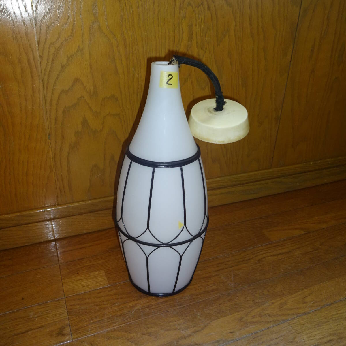 ナショナル 松下電器 硝子シェード 縦長 乳白色 ペンダントライト 昭和レトロ モダン照明 3-②拍卖