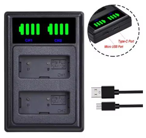 送料無料 バッテリー2個同時充電可 富士フィルム FUJIFILM NP-W126 NP-W126S USB充電器 USB付 LCD 互換品拍卖