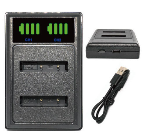 送料無料 バッテリー2個同時充電可 富士フィルム NP-60 USB充電器 USB付 LCD 互換品拍卖