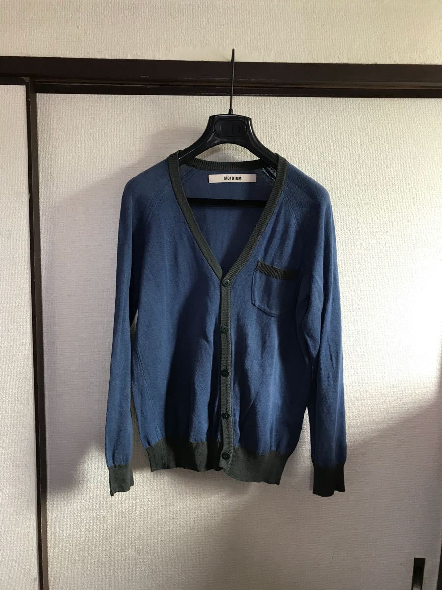 【格安!】【レターパックプラス対応】 FACTOTUM ファクトタム 2トーンカーディガン コットンセーター 即決早い者勝ち拍卖