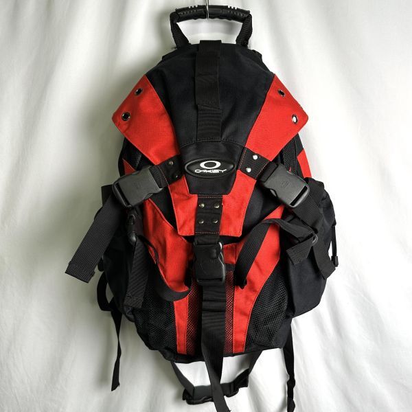 00s OAKLEY ナイロン バックパック icon pack ブラック×レッド 黒×赤 リュック サイバー ゴス テック オークリー 90s ビンテージ 中古拍卖