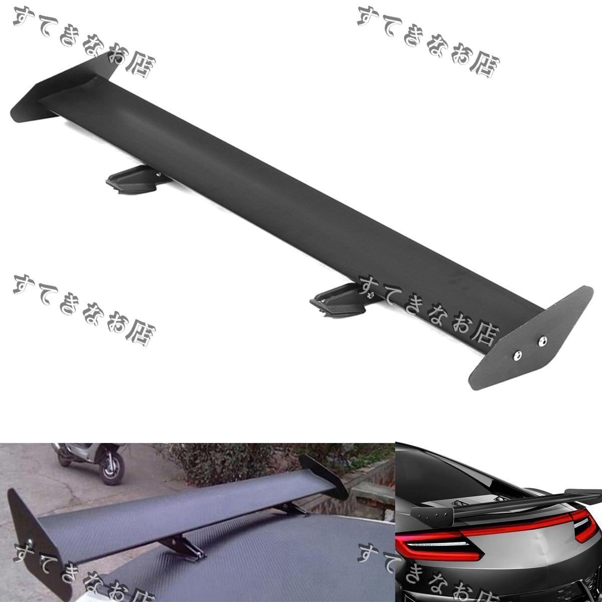 CHQ1473#汎用 ハッチバック車 アルミ製 軽量リアトランクスポイラー レーシングスタイル GTウイング 調節可能 ブラック 106cm拍卖