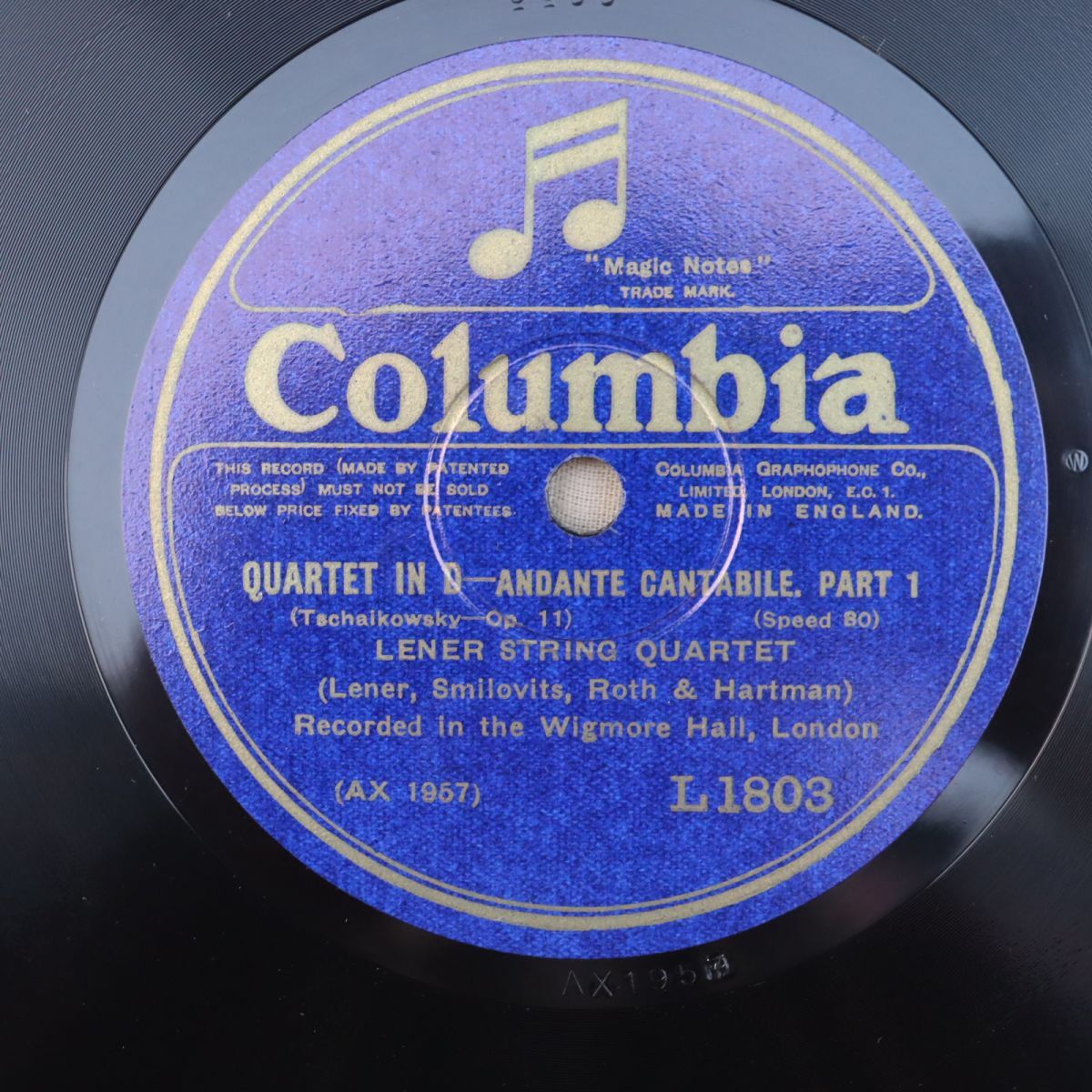 SA06/SP盤/レナー弦楽四重奏団/チャイコフスキー:弦楽四重奏曲第1番~「アンダンテ・カンタービレ」/L1803 80回転拍卖