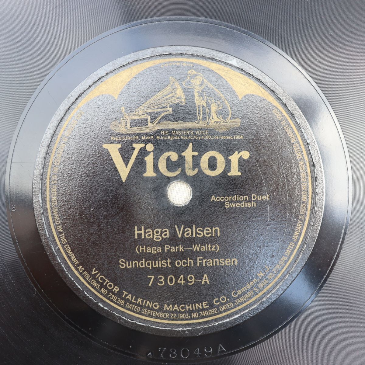 SA28/SP盤/米HMV/アコーディオン/ラグナル・サンドクイスト&アルヴィド・フランゼン/Haga Valsen/Morsans Valsen/73049拍卖