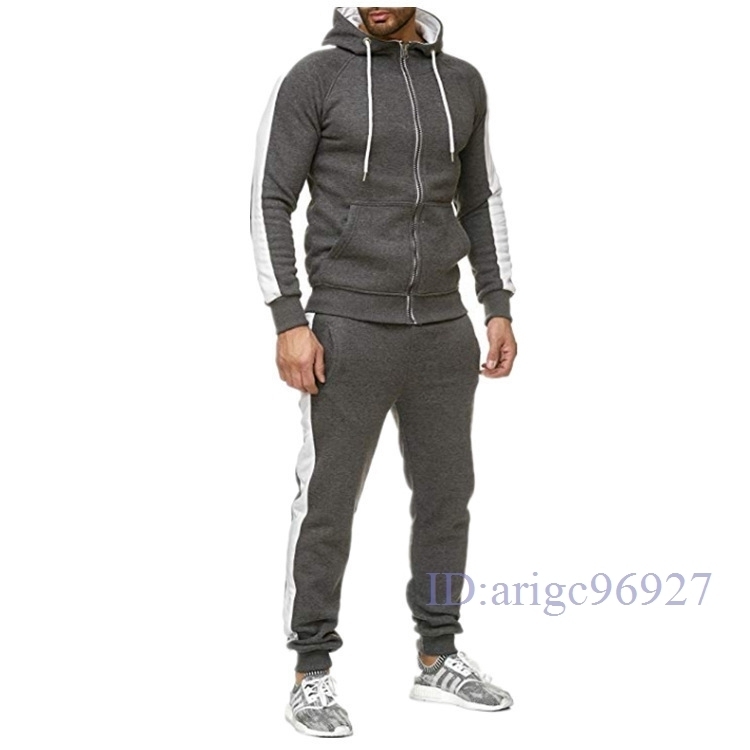 E394★春メンズジャージ セットアップ 上下セット スウェット パーカー トレーナー 裏起毛 トレーニングウェア M~3XL拍卖