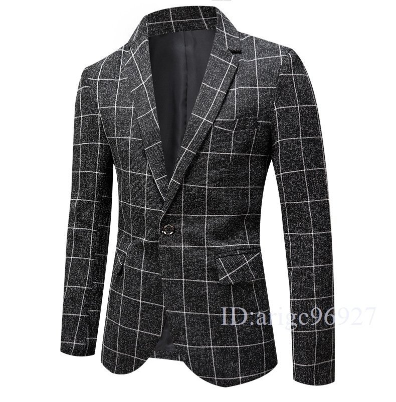 I323★春秋 B テーラードジャケットメンズ ビジネススーツ コート ブレザージャケット カジュアルスーツ チェック柄 紳士服 M~4XL拍卖