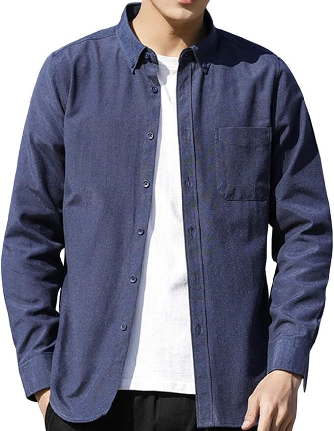 メンズ シャツ 長袖 秋 カジュアル ビジネス ネイビー 2XL拍卖
