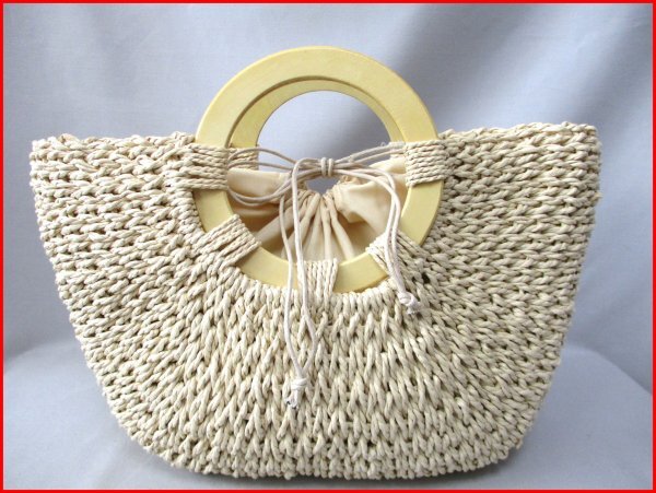 CLASSICAL ELF/クラシカルエルフ◇ペーパー編み ウッドハンドル ハーフサークル型 IV W38cm拍卖