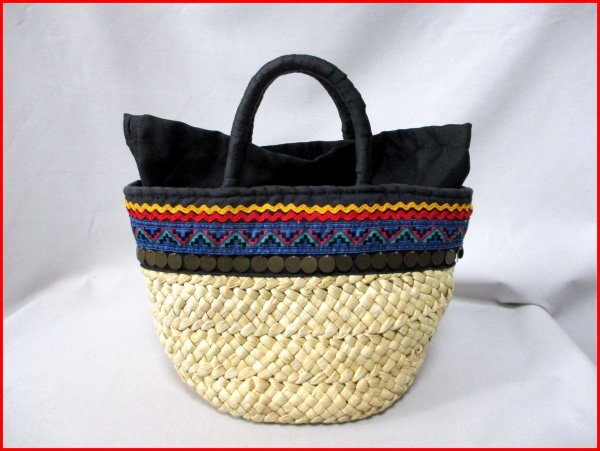 LEPSIM/レプシィム◇かごバッグ 小さめサイズ 布・飾り付き ローリーズファーム メイズ W29cm 拍卖