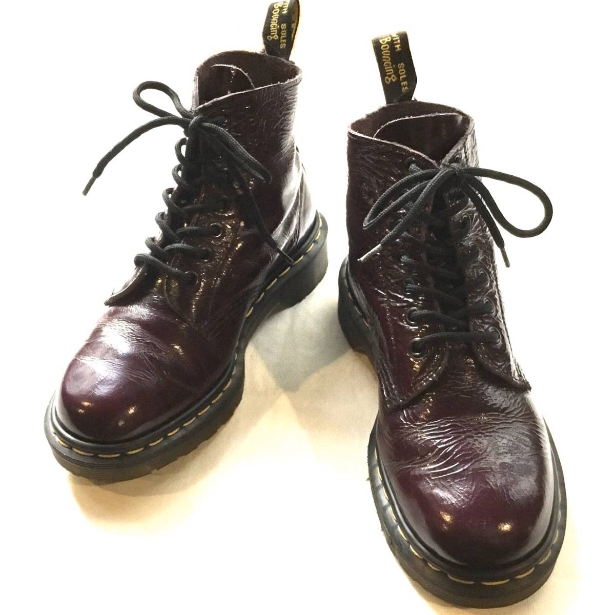 イングランド製 ドクターマーチン 7ホール エナメルブーツ UK4(23cm) パープル/Dr.Martens パテントレザー 英国製 8ホール拍卖