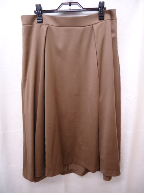 【KCM】j23-69-48★新品★【23区 大きいサイズ】ミモレ丈 タック フレアースカート ブラウン系 サイズ 48 レディース拍卖