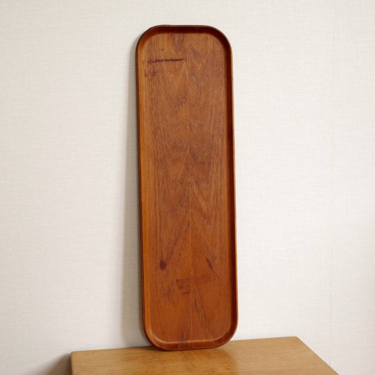 【ビンテージ】50×15cm スウェーデン製 SILVA チーク Teak トレイ プレート 北欧 チークプライウッド 木製 お盆 トレー拍卖