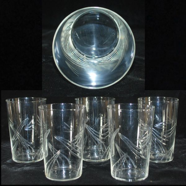 ●1862● ガラス工芸 超絶技巧グラス ◆ とにかく軽い! 松葉切子模様 ビアグラス ( 容量 : 380 cc ) 程 5個で◆ 匠の逸品!ビールが旨い拍卖