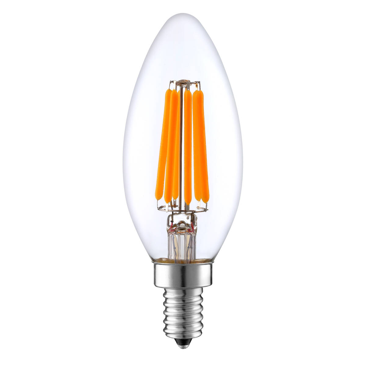 001【お得な4個セット】■即納 LEDフィラメント電球 キャンドル型 電球色(2,200K オレンジ色強) 消費電力6W 調光対応 ★レトロランプ拍卖