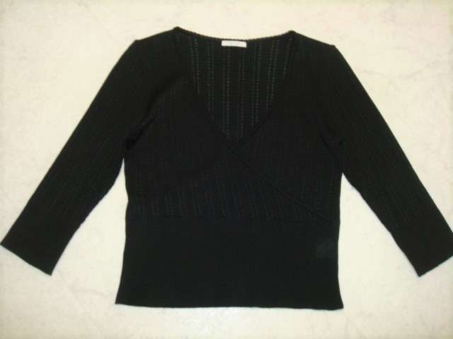 ■ 美品 ef-de エフデ 日本製 フランドル 長袖7分袖 黒 ブラック トップス ブラウス ニット カーディガン カットソー Mサイズ 38号 9号 2号拍卖