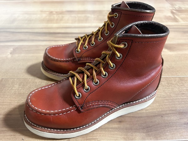 良品、2016年製、レア! RED WING レッドウイング 6インチモックトゥワークブーツ オロラセット 赤茶 USA製 22cm US4D アイリッシュセッター拍卖