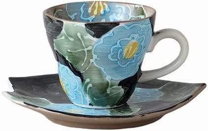 美濃焼! ☆一珍青いボタン・コーヒー碗皿☆ V4026-12 新品 紅茶 ミルク ラテ エスプレッソ 茶器 ギフト拍卖