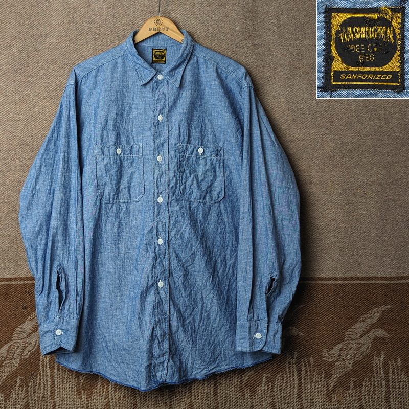 美品 【WASHINGTON DEE CEE】 60年代 シャンブレー ワーク シャツ ダブルステッチ ワシントン ディーシー ビンテージ 50s60s70s 50年代拍卖