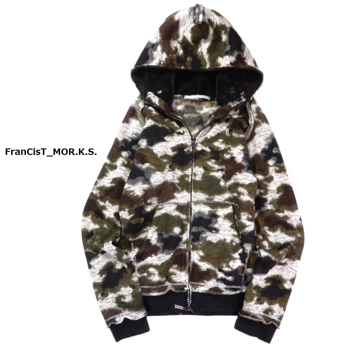 フランシストモークス FranCisT_MOR.K.S. スカルラインストーン 迷彩 ボア フリース パーカー ジャケット 3 拍卖