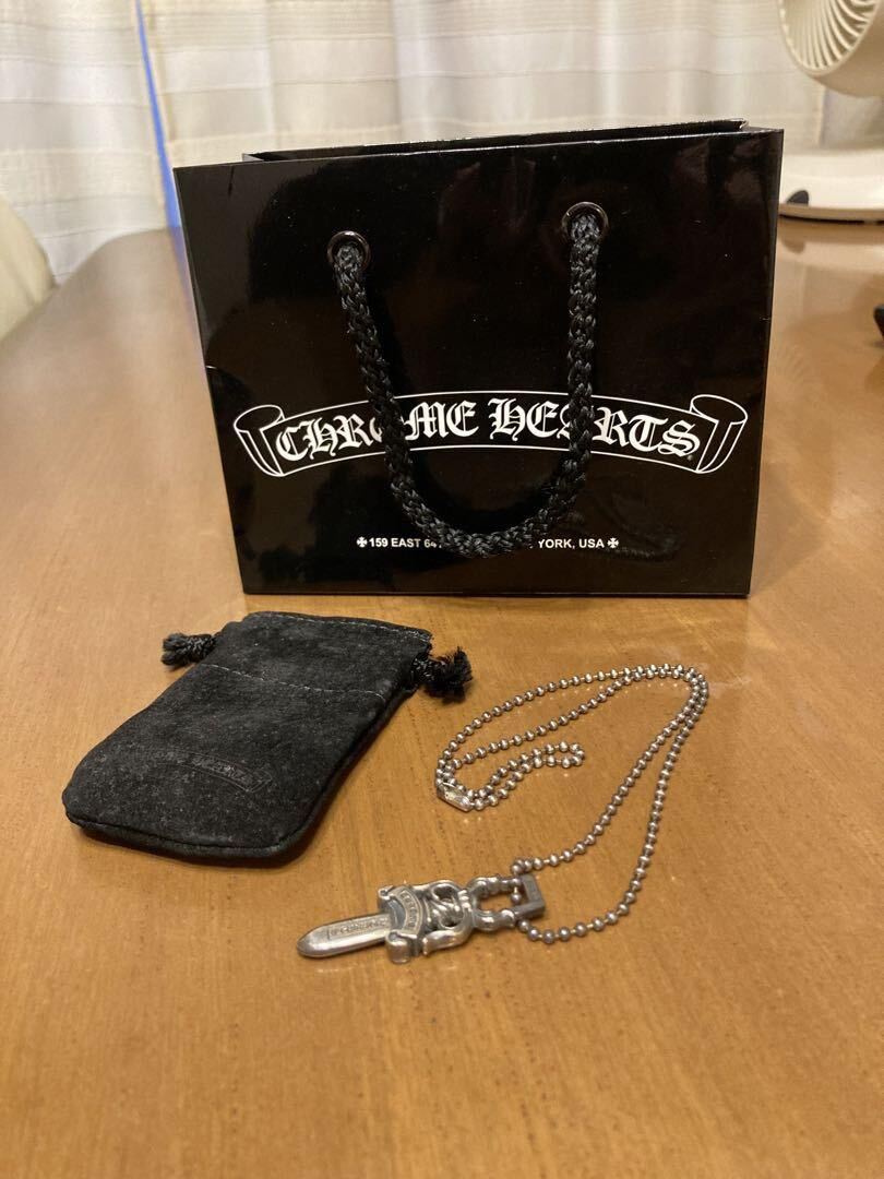 クロムハーツ #10ダガーペンダント ボールチェーン付き baby chrom cross dagger fat hearts クロス チャーム ネックレス ベビーファット拍卖
