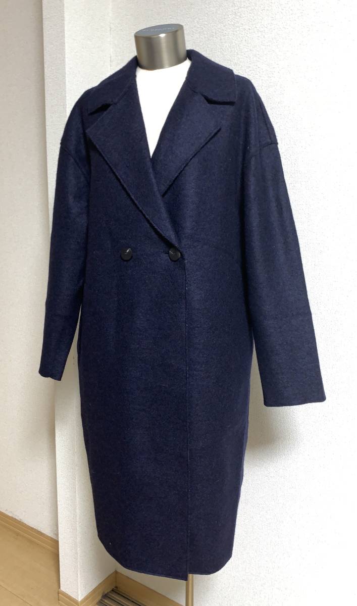 エストネーション取扱 HARRIS WHARF LONDON ハリス ワーフ ロンドン 圧縮ウールジャージーオーバーサイズ コート 42 ネイビー イタリア製拍卖