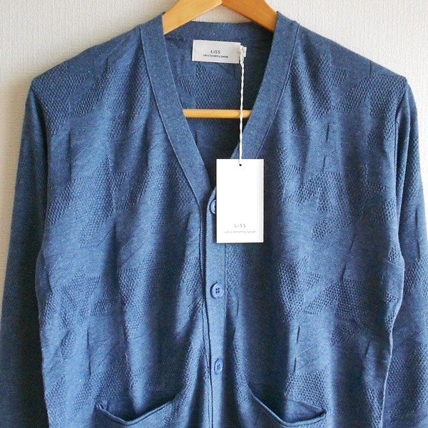 新品未使用・LiSS・ハウンドトゥース・カーディガン・M-Lサイズ・BLUE・日本製・リス・ニットカーディガン拍卖