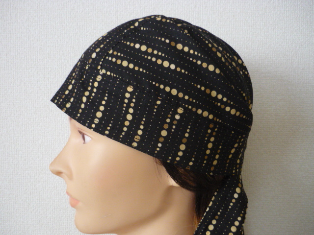 即決【金のドット】バンダナキャップ◆メットインナーキャップ◆ヘッドラップ◆ハンドメイド◆送料無料拍卖