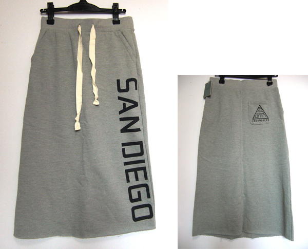 訳あり♪新古♪スェットスカート(L)★グレー★すそ切りぱなし拍卖