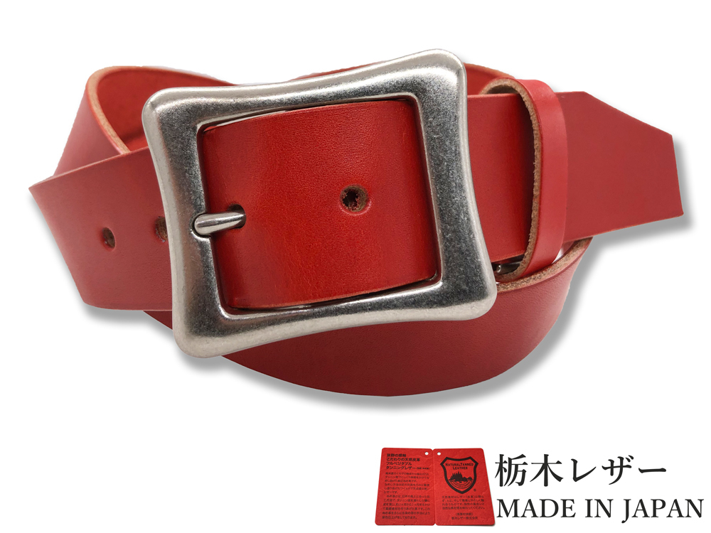 新品 栃木レザーベルト 本革 牛革 Mサイズ メンズ レディース 国産 日本製 レザー 無地 40mm カジュアル ベルト 赤 レッド W052RD拍卖
